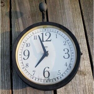 Antique Weathered Doublesided Station Clock Thermometer - Rustic Stage Prop
